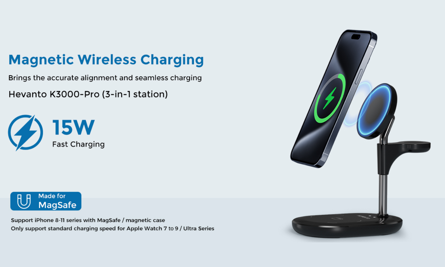 Hevanto 3 in 1 Wireless Charging Station
